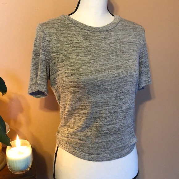 Tops - Short sleeve heather gray top with Back zipper on back
